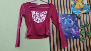 pink top with beautiful white neck design