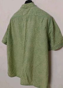 LLBean Men's Green Print Short Sleeve Shirt