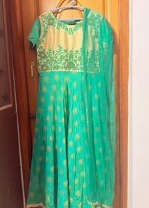 Beautiful Green &amp; Gold Anarkali Gown