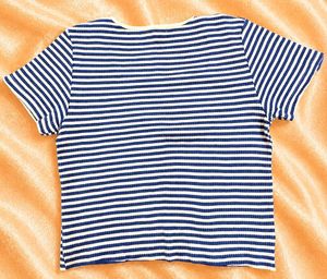 blue white striped crop top