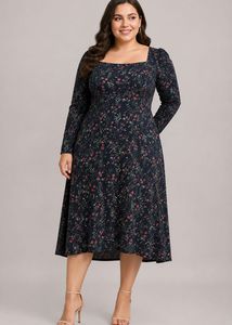 AND Black Floral Midi Dress | XL (Size 14) |