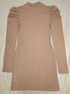 Puff Sleeve Mock Neck Dress
