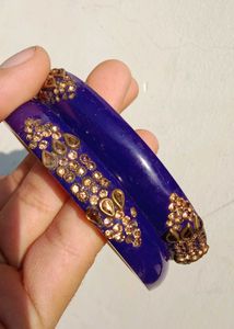 Exquisite Royal Blue Bangles with Gold Embellishme