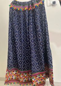 Bohemian Navratri Traditional Print Tassel Skirt