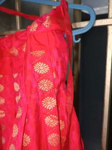 Vibrant Pink Ethnic Skirt with Gold Dots