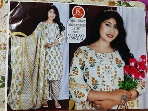 Women Cotton 3Pcs Kurti Set.Size-L