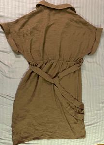 Beige Tan BodyHug Wrap Dress
