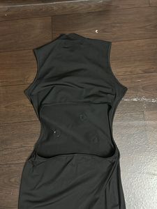 Chic Black Maxi Dress with Flower Appliques