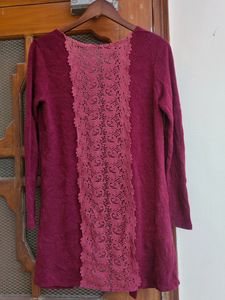 Maroon Lace Shrug
