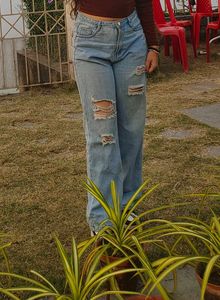 WIDE LEG TORN DEMIM ICE BLUE 💙