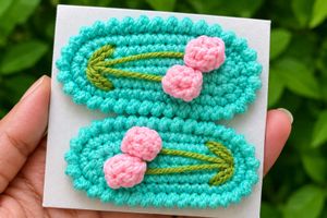 crochet embroidery tic tac hair clip