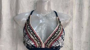 Boho Floral Print Halter Bikini Top