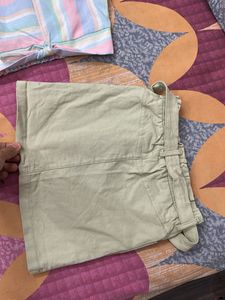 Striped Top &amp; Khaki Skirt Set