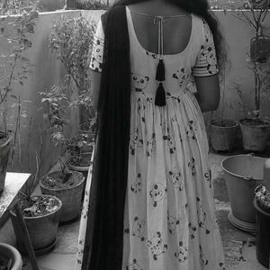 Cute Panda Print Maxi Dress