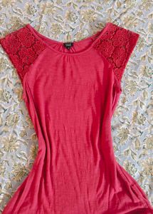 Chic Pink Lace Sleeve Top