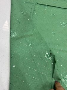 Elegant Green Dress Material with Embellishments
