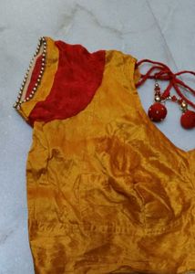 Vibrant Yellow &amp; Red Saree with Blouse
