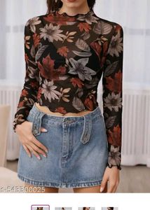 Floral Print Mesh Top❤️