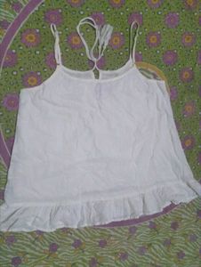 White Lace Trim Cami Top