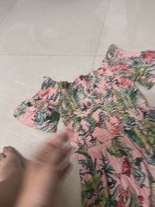 Off-Shoulder Tropical Print Jumpsuit