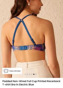 Electric Blue Printed Racerback Bra