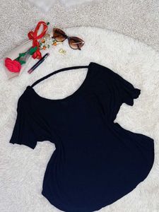 Chic Black Open Back Top