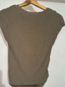 Primark Grey/Khakhi Ruched Side Top – XS