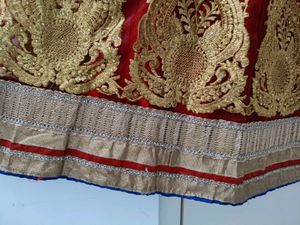 Red &amp; Gold Embroidered Lehenga Skirt