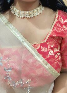elegant salmon pink ethnic blouse