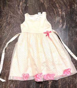 Girls' Cream & Pink Party Dress