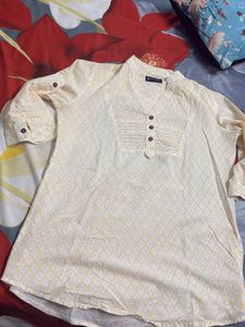 Elegant Yellow Printed Kurta