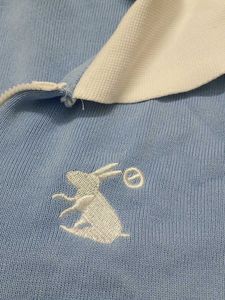 Blue Polo Shirt with White Collar
