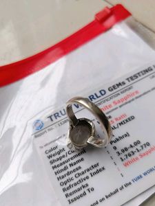 Natural White Sapphire Ring With Certificate