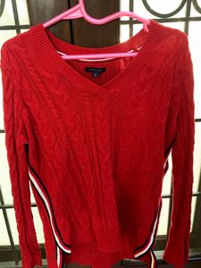 Tommy Hilfiger Red Cable Knit Sweater