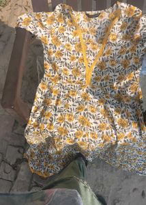 Beautiful frock suite set yellow colour