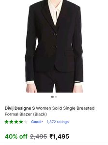 Women Solid Single Brested Formal Blazer