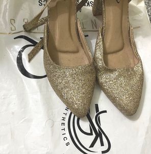Sparkling Gold Glitter Heels