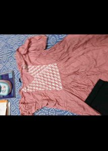 Pink Kurta Set with Black Pants