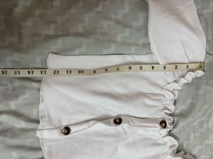 White Off-Shoulder Button Top