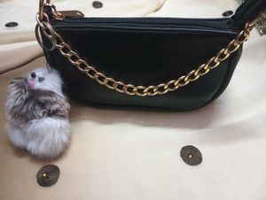 Chic Black Waist Bag with Gold Chain