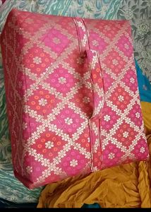 Vibrant Pink Brocade Travel Bag