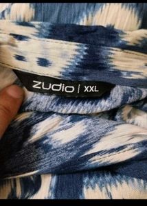plus size Blue Floral Print Shirt