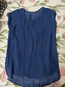 Blue Embellished Casual Top