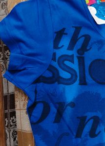 Vibrant Blue Graphic T-Shirt