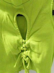 Neon Green Ribbed Cut-Out Top