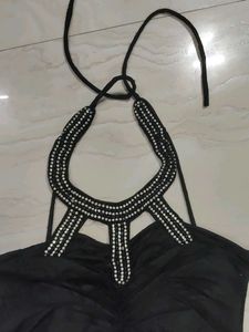 Elegant Black Halter Neck Dress