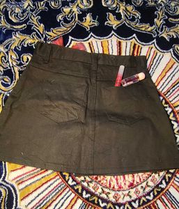 Black Button-Up Mini Skirt