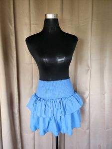 Light Blue Ruffled Mini Skirt