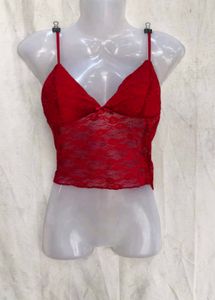 I. Red Lace Camisole Top