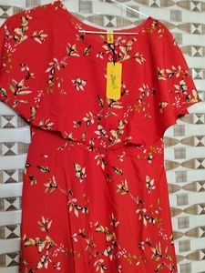 Red Floral Print Maxi Dress